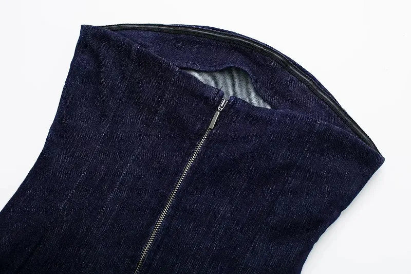 שמלת ג׳ינס מקסי- שקד