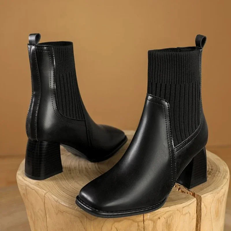 מגפי עקב דמוי עור - ליאת